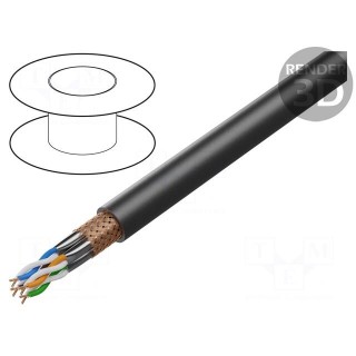 Wire | ETHERLINE® LAN 1000,S/FTP | 4x2x23AWG | 7 | solid | Cu | PE | black