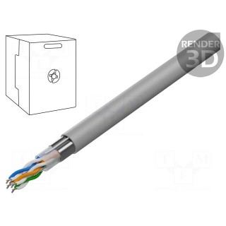Wire | F/UTP | 4x2x24AWG | 5e | solid | CCA | PVC | grey | 305m | Øcable: 5.7mm