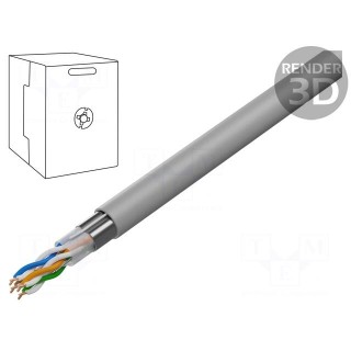 Wire | F/UTP | 4x2x24AWG | 5e | solid | Cu | PVC | grey | 305m | Øcable: 5.6mm