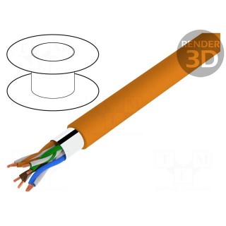 Wire | F/UTP | 5e | stranded | CCA | 4x2x26AWG | PVC | orange | 100m | 5.6mm
