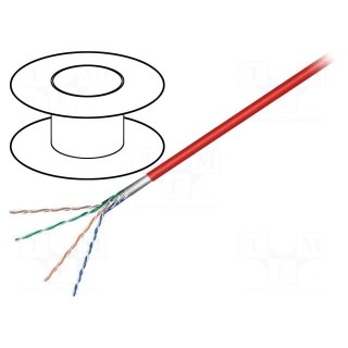 Wire | F/UTP | 5e | stranded | CCA | 4x2x26AWG | PVC | red | 100m | 5.6mm