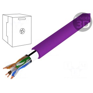 Wire | F/UTP | 4x2x23AWG | 6 | solid | Cu | LSZH | violet | 305m | Øcable: 6mm