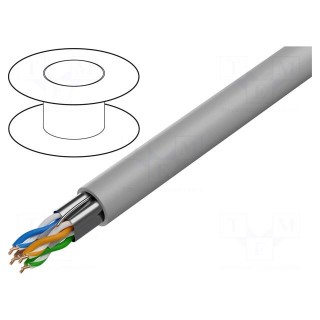 Wire | F/UTP | 4x2x23AWG | 6 | solid | Cu | LSZH | grey | 305m | Øcable: 7.3mm