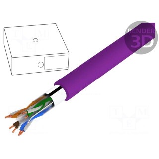 Wire | F/UTP | 4x2x23AWG | 6 | solid | Cu | LSZH | violet | 100m | Øcable: 6mm