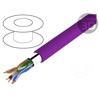 Wire | F/UTP | 4x2x23AWG | 6 | solid | Cu | LSZH | violet | 500m | Øcable: 6mm