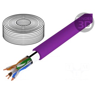 Wire | F/UTP | 4x2x23AWG | 6 | solid | Cu | LSZH | violet | 50m | Øcable: 6mm