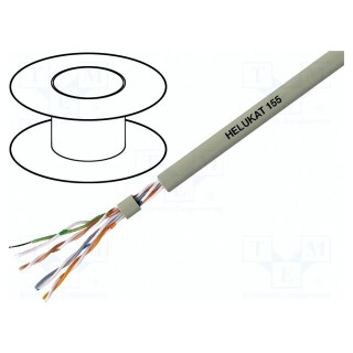 Wire | HELUKAT® 155,U/UTP | 5e | solid | Cu | 4x2x24AWG | PVC | grey | 305m