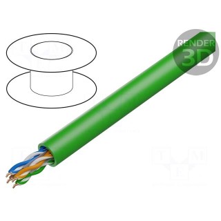 Wire | HELUKAT® 300,U/UTP | 4x2x24AWG | 6 | solid | Cu | PE | green | 6.8mm