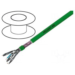 Wire | HELUKAT® 450,S/FTP | 4x2x24AWG | 6 | solid | Cu | FRNC | green