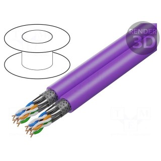 Wire | HELUKAT® 600,S/FTP | 2x4x2x23AWG | 7e | solid | Cu | FRNC | violet