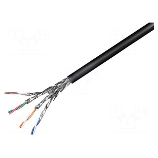 Wire | S/FTP | 6 | outdoor | solid | CCA | 4x2x23AWG | PE | black | 100m | 6.3mm