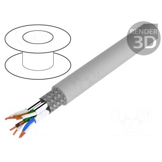 Wire | S/FTP | 6 | stranded | Cu | PVC | grey | 305m | Øcable: 5.9mm