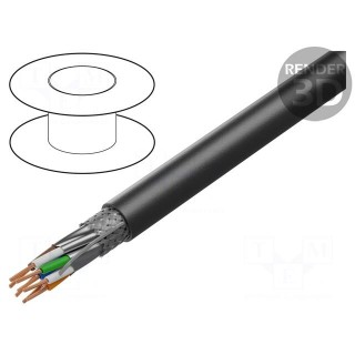 Wire | S/FTP | 4x2x23AWG | 7 | outdoor | solid | OFC | PE | black | 100m