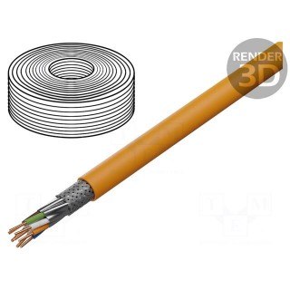 Wire | S/FTP | 4x2x23AWG | 7 | solid | LSZH | orange | 100m | Øcable: 7.2mm