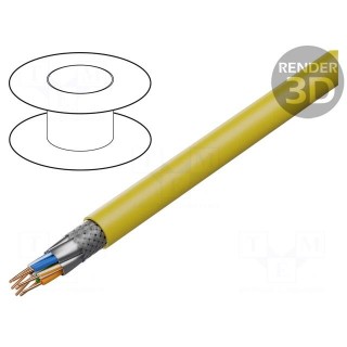 Wire | S/FTP | 7a | solid | OFC | LSZH | yellow | 100m | Øcable: 7.6mm