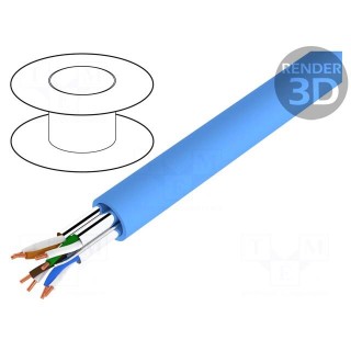 Wire | U/FTP | 4x2x23AWG | 6a | solid | Cu | LSZH | blue | 500m | Øcable: 7mm