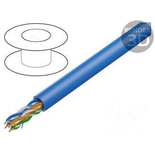Wire | U/UTP | 4x2x23AWG | 6 | solid | Cu | LSZH | blue | 100m | Øcable: 5.4mm
