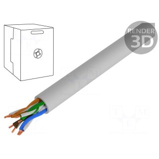 Wire | U/UTP | 4x2x24AWG | 5e | solid | Cu | PVC | grey | 305m | Øcable: 4.7mm