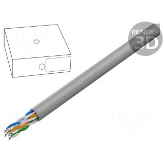Wire | U/UTP | 4x2x24AWG | 5e | solid | CCA | PVC | grey | 100m | Øcable: 5.2mm