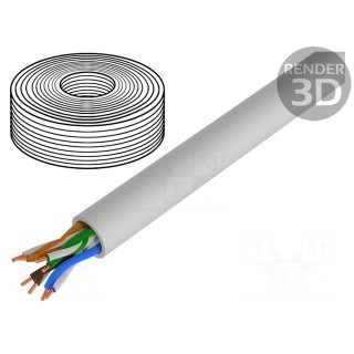 Wire | U/UTP | 4x2x24AWG | 5e | solid | Cu | PVC | grey | 50m | Øcable: 4.7mm