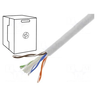 Wire | U/UTP | 4x2x0.57mm | 6 | solid | CCA | PVC | grey | 305m | Øcable: 6mm