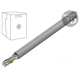 Wire | U/UTP | 4x2x24AWG | 6 | solid | CCA | PVC | grey | 305m | Øcable: 6mm