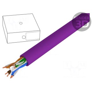 Wire | U/UTP | 4x2x23AWG | 6 | solid | Cu | LSZH | violet | 100m | CPR: Eca