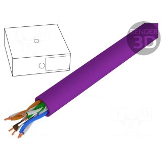 Wire | U/UTP | 4x2x23AWG | 6 | solid | Cu | LSZH | violet | 305m | CPR: Dca