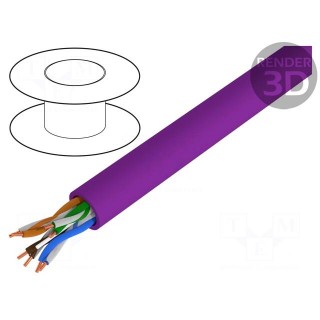 Wire | U/UTP | 4x2x23AWG | 6 | solid | Cu | LSZH | violet | 500m | CPR: B2ca