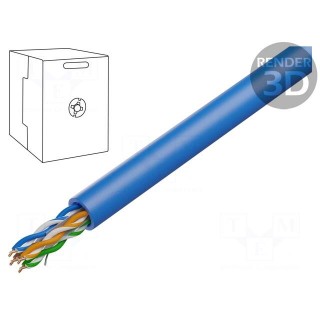 Wire | U/UTP | 4x2x23AWG | 6 | solid | Cu | PVC | blue | 305m | Øcable: 6.2mm