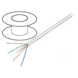 Wire | U/UTP | 6 | solid | Cu | 4x2x23AWG | PVC | grey | 100m | 5.8mm