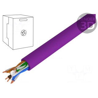 Wire | U/UTP | 4x2x23AWG | 6 | solid | Cu | PVC | violet | 305m | Øcable: 6.1mm