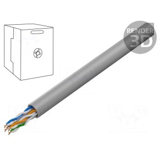Wire | U/UTP | 4x2x24AWG | 6 | solid | Cu | PVC | grey | 305m | Øcable: 6mm