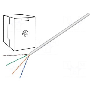 Wire | U/UTP | 4x2x24AWG | 5e | solid | CCA | PVC | grey | 305m | Øcable: 5mm