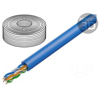 Wire | U/UTP | 4x2x23AWG | 6a | solid | Cu | LSZH | blue | 50m | CPR: Dca