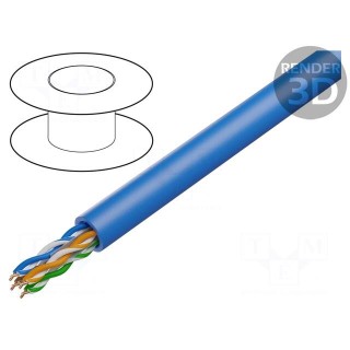 Wire | U/UTP | 4x2x23AWG | 6a | solid | Cu | LSZH | blue | 500m | CPR: B2ca