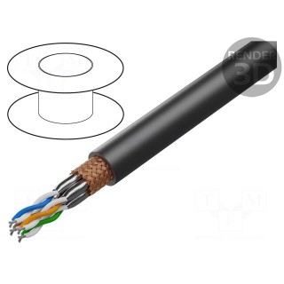 Wire | ETHERLINE® TRAIN,S/FTP | 4x2x24AWG | 6a | stranded | Cu | black