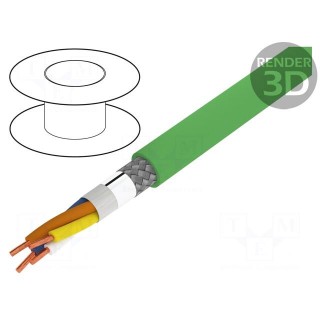 Wire | HELUKAT® PROFInet A | 2x2x22AWG | 5e | solid | Cu | PUR | green