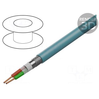 Wire | 1x2x24AWG | PROFIBUS SK | stranded | Cu | PVC | turquoise | none