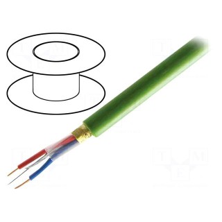 Wire | 2x2x0.8mm2 | EiB/KNX | solid | Cu | PVC | green | 100m | Øcable: 6.1mm