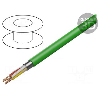 Wire | EiB/KNX | 2x2x0,8mm2 | solid | Cu | PVC | green | 6.2mm | CPR: Eca
