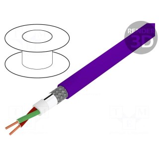 Wire | PROFIBUS,data transmission | 1x2x0,64mm2 | solid | Cu | PVC