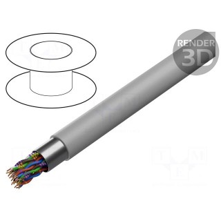 Wire | JE-Y(ST)Y÷BD | 12x2x0.5mm | shielded,Al-PET foil | PVC | grey