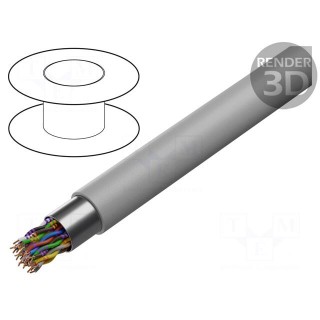 Wire | JE-Y(ST)Y÷BD | 16x2x0.5mm | shielded,Al-PET foil | PVC | grey