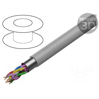 Wire | JE-Y(ST)Y÷BD | 4x2x0.5mm | shielded,Al-PET foil | PVC | grey