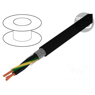 Wire | JZ-500-C | 3G1,5mm2 | tinned copper braid | PVC | black | CPR: Eca