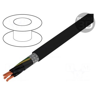 Wire | JZ-500-C | 5G1mm2 | tinned copper braid | PVC | black | 300/500V