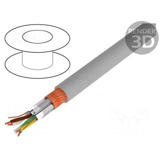 Wire | Li-2Y-CY-PIMF | 2x2x0,22mm2 | PVC | grey | 250V