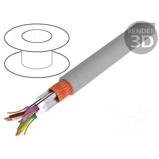 Wire | Li-2Y-CY-PIMF | 3x2x0,5mm2 | PVC | grey | 250V
