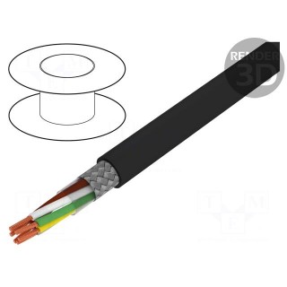 Wire | Li-2YCYv | 3x2x0,22mm2 | tinned copper braid | PVC | black | 50V